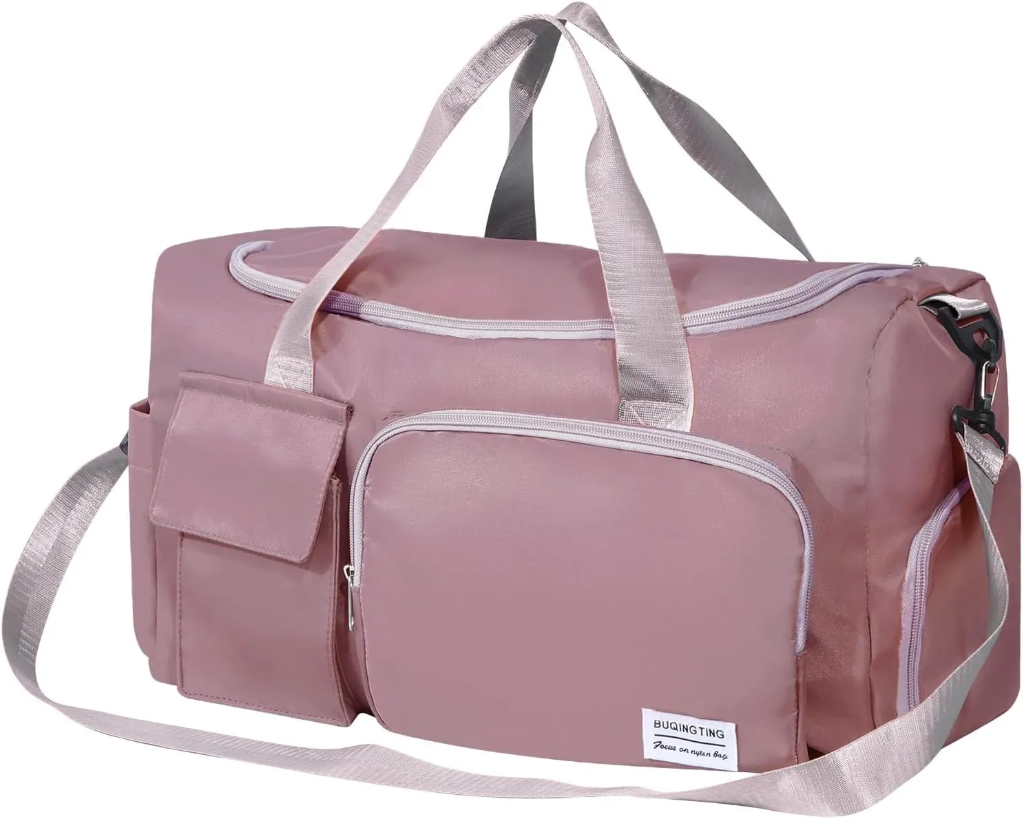 Gym Bag for Women, Duffle Bag with Wet Pocket & Shoes Compartment, Waterproof Carry On Sport Bag, Tote for Workout, Travel, Weekender, Pink, Casual