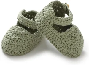 Hadetoto Baby Booties Newborn Baby Mary Jane Shoes Hand Crochet Knit First Walkers Cotton Infant Bootie