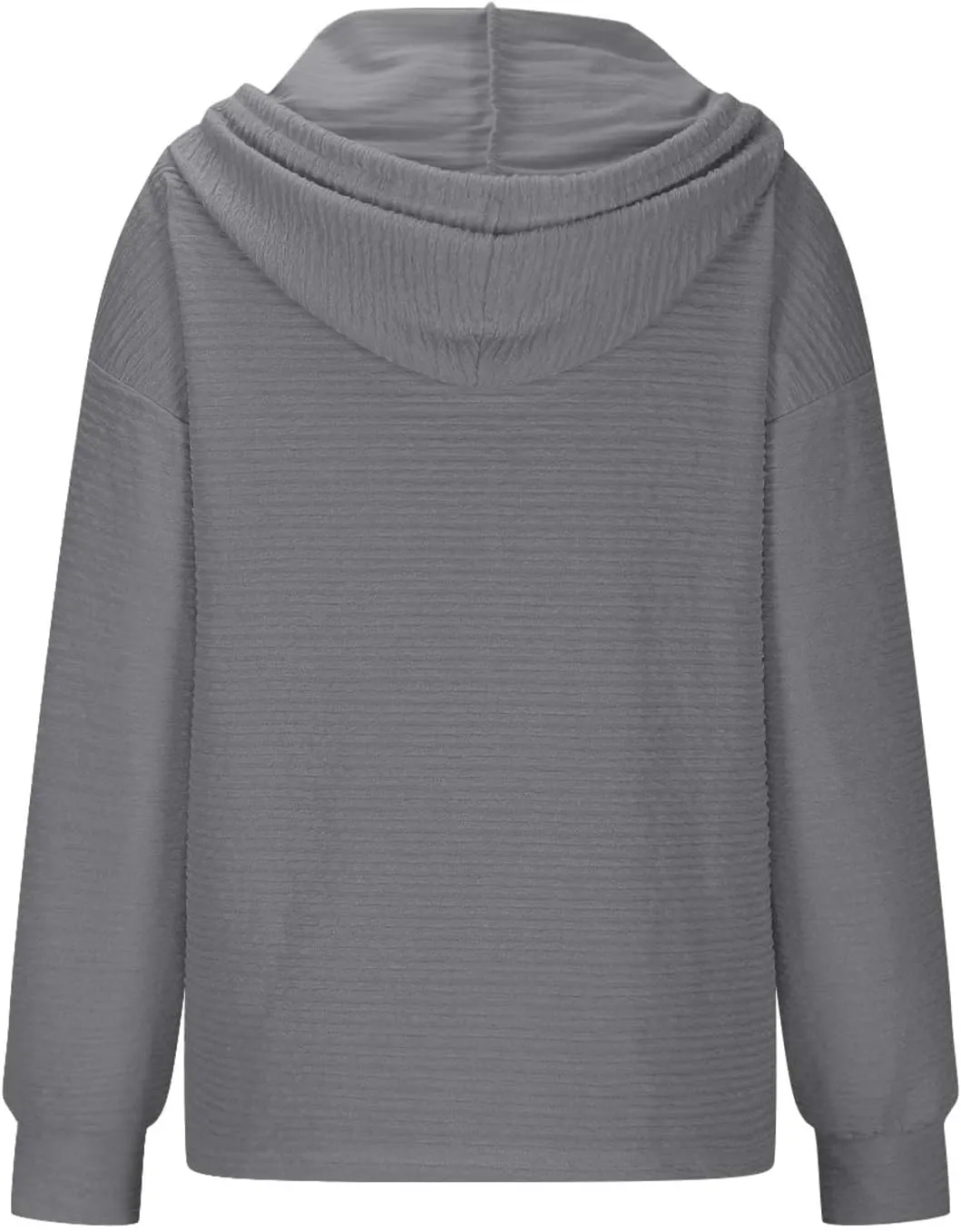 Hoodies for Women Drawstring Button Down V Neck Long Sleeve Casual Pullover Sweatshirt Hooded Spring Fall Tops 2024