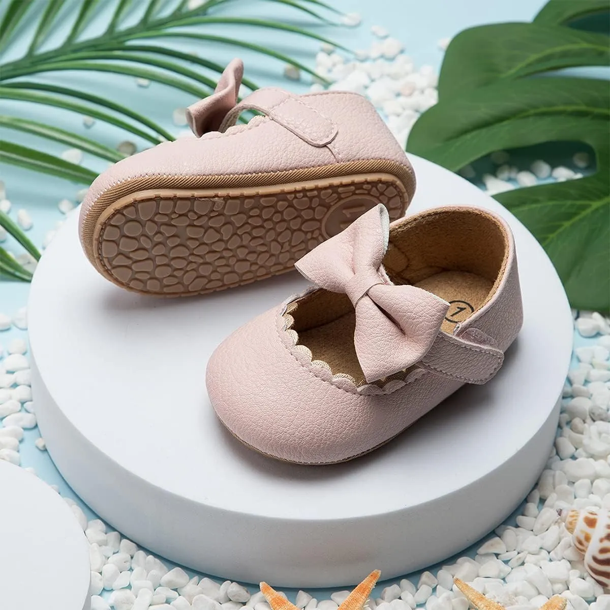 HsdsBebe Infant Baby Girls Mary Jane Flats Bow Non-Slip Soft Sole Princess Toddler First Walkers Sneaker Wedding Dress Shoes