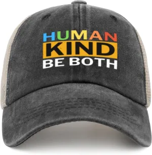 Human Kind Be Both Hat for Womens Fashion Running Hats for Men AllBlack Cycling Cap Vintage for Singers