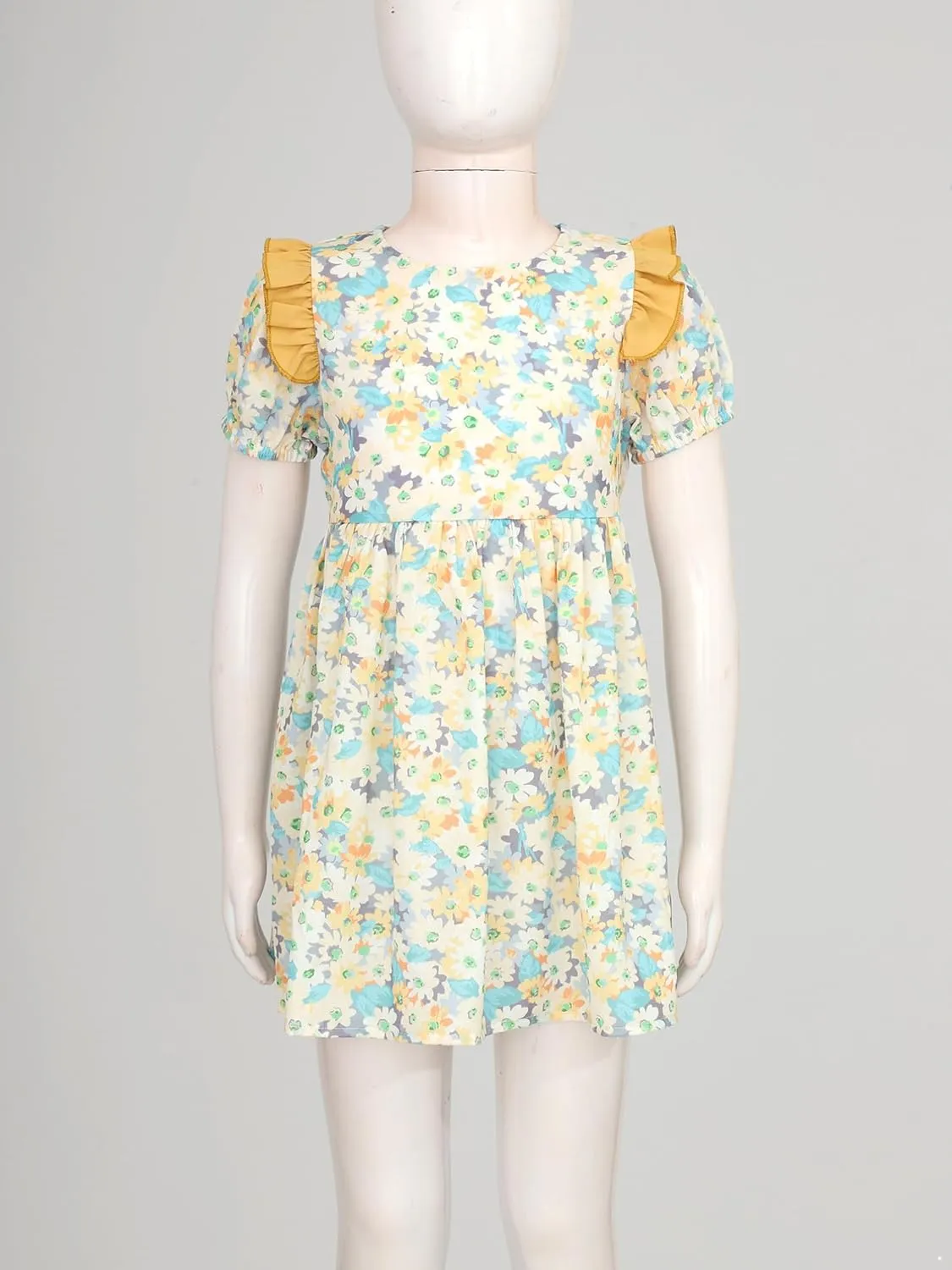 iiniim Kids Girls Casual Beach Dress Short Sleeve Zippy A-line Dress Summer Holiday Dress