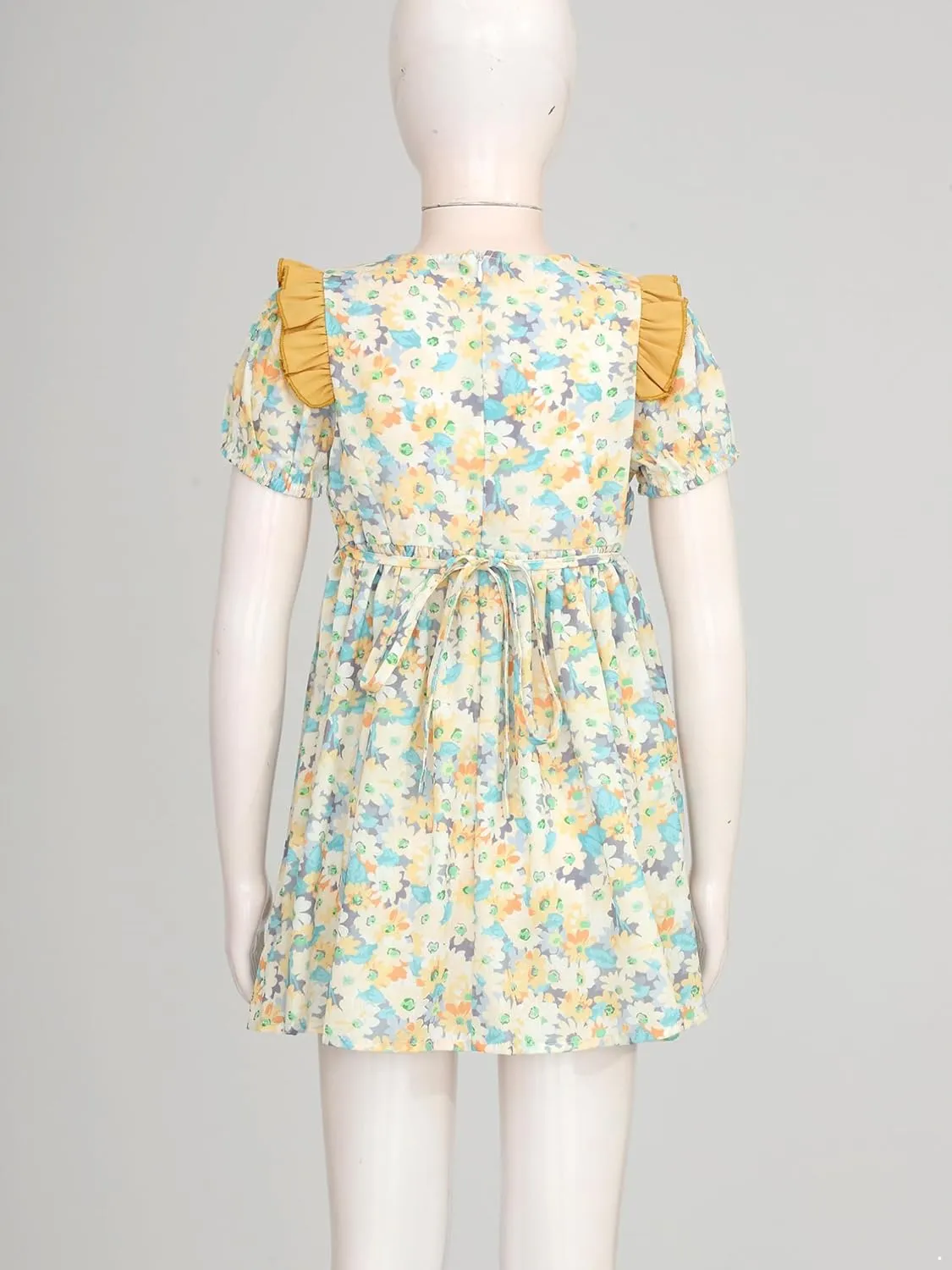 iiniim Kids Girls Casual Beach Dress Short Sleeve Zippy A-line Dress Summer Holiday Dress