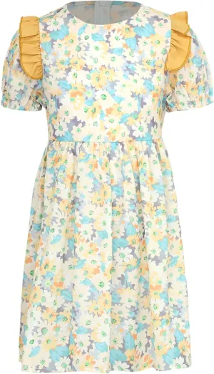 iiniim Kids Girls Casual Beach Dress Short Sleeve Zippy A-line Dress Summer Holiday Dress