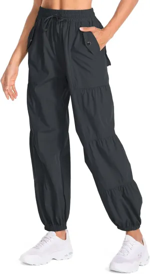 Jessie Kidden Womens Baggy Parachute Pants Drawstring Elastic Loose Jogger for Women Casual Lightweight Hiking