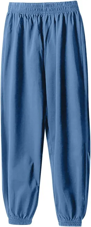 Kids Lightweight Sweatpants Elastic Cotton Sport Jogger Pants for Boys Girls Casual Solid Plain Soft Athletic Pants