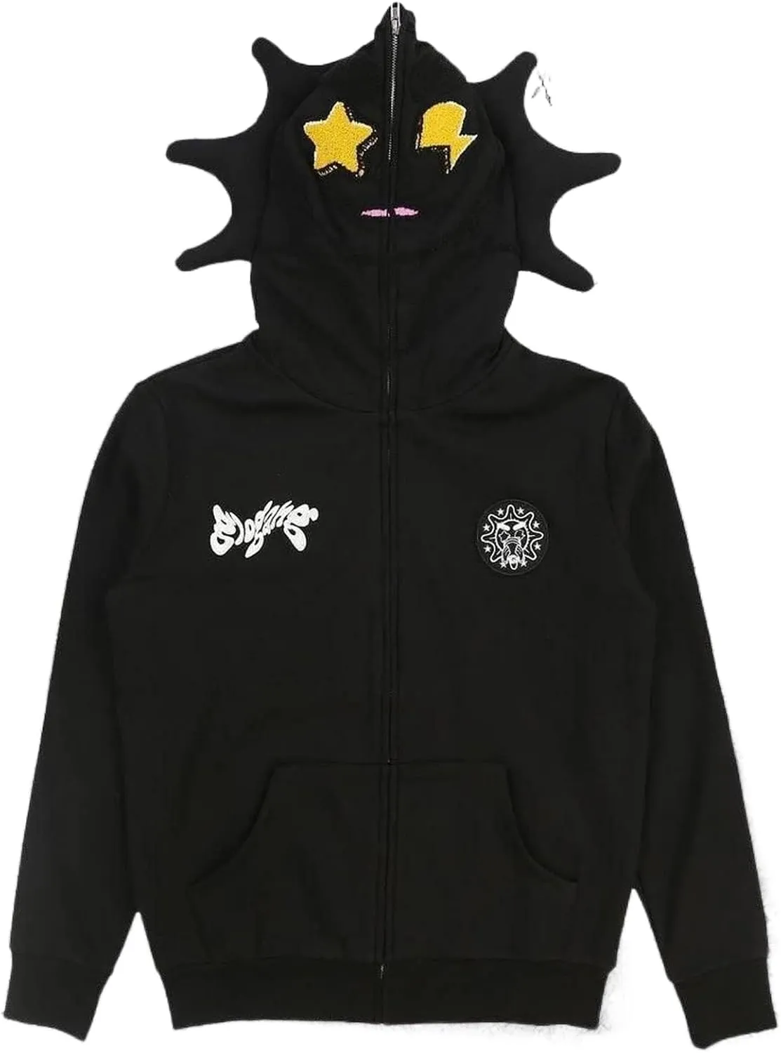 KOSUSANILL Y2k Womens Men Full Zip Up Designer Hoodies Over Face Gothic Harajuku Puff Graphic Print Oversized Jacket