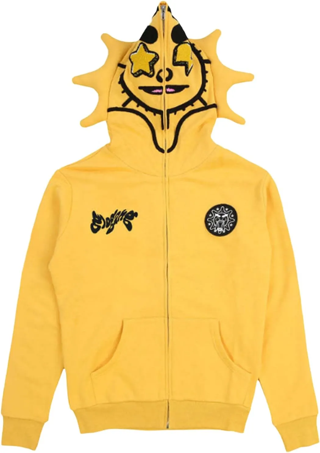 KOSUSANILL Y2k Womens Men Full Zip Up Designer Hoodies Over Face Gothic Harajuku Puff Graphic Print Oversized Jacket