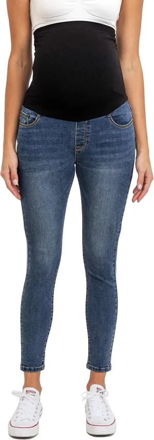 LaClef Women's Maternity Jeans Over The Belly Stretchy Denim Pants