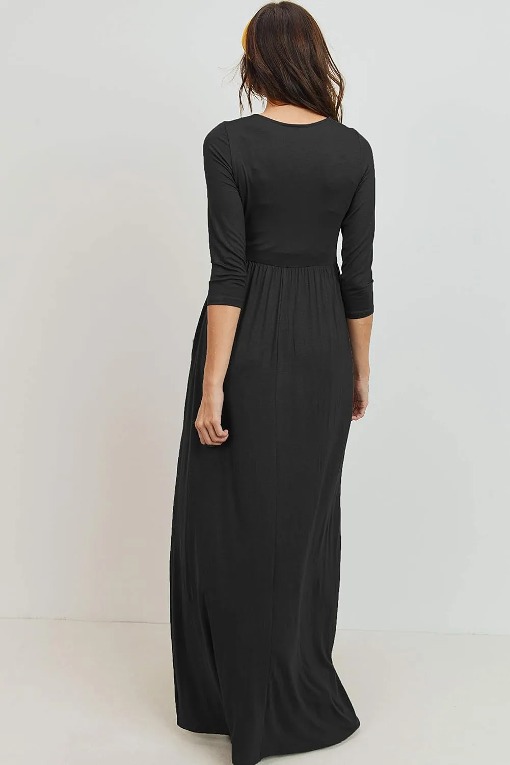 LaClef Women's Wrapped Ruched Maternity Dress with Pocket