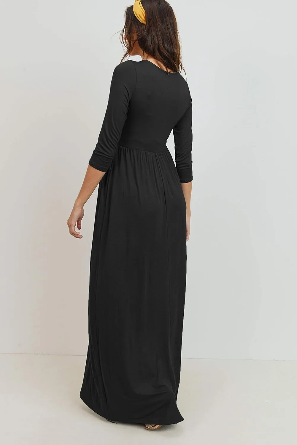LaClef Women's Wrapped Ruched Maternity Dress with Pocket