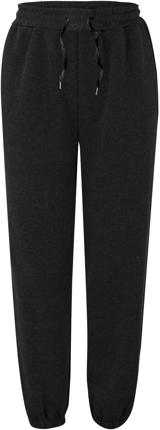 lcyhony Fleece Jogger Sweatpants Women Baggy Comfy Straight Leg Yoga Pants with Pockets Stretch Casual Athletic Sweat Pants