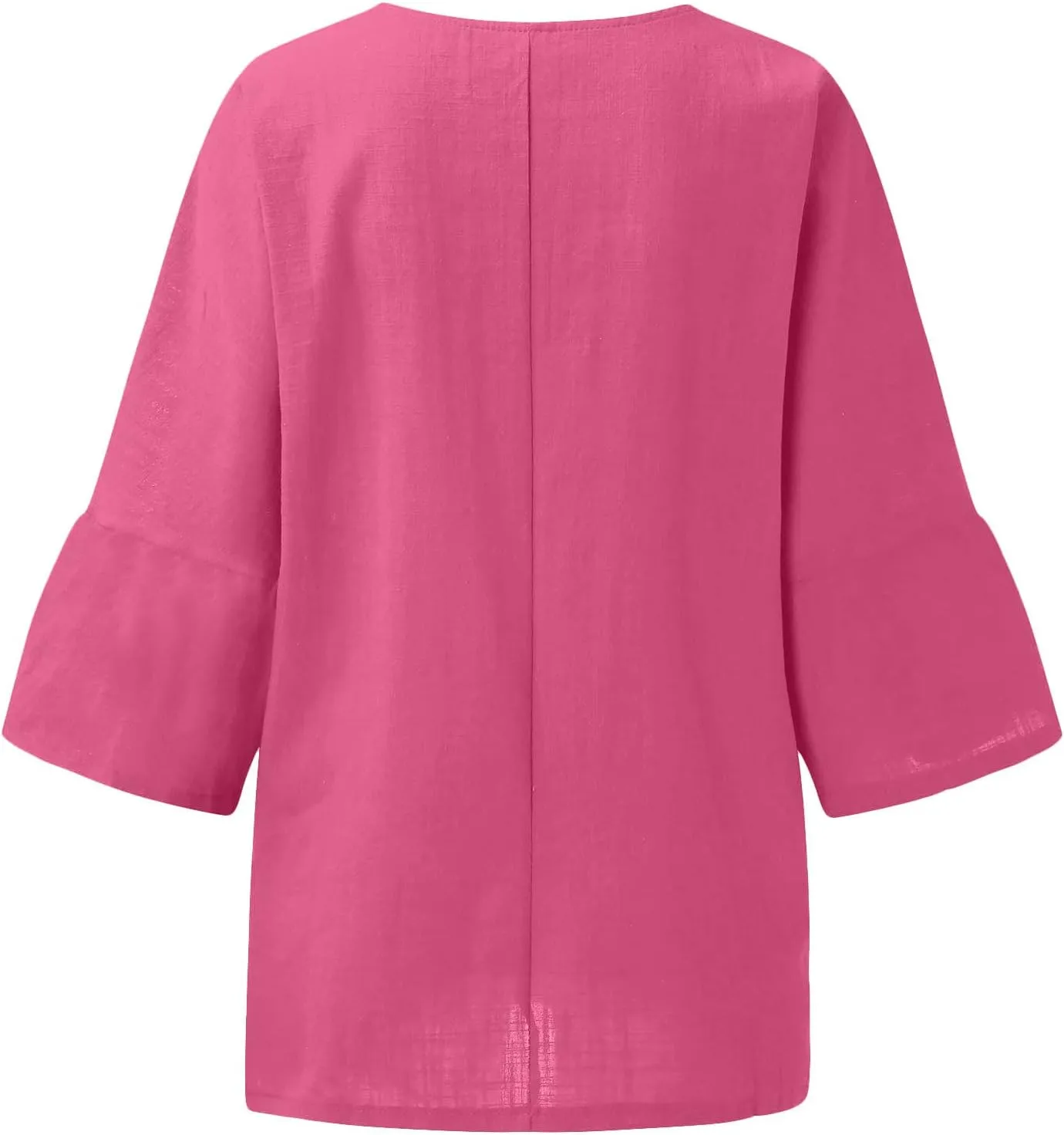 Linen Shirts for Women Plus Size 3/4 Length Sleeve Tops Casual Loose Fit Round Neck Tees 2025 Summer Fashion Blouse
