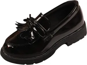 Little Girl Slip On Leather Loafer Tassel Bow School Dress Non-slip Shoes For Girls Toddler Boy