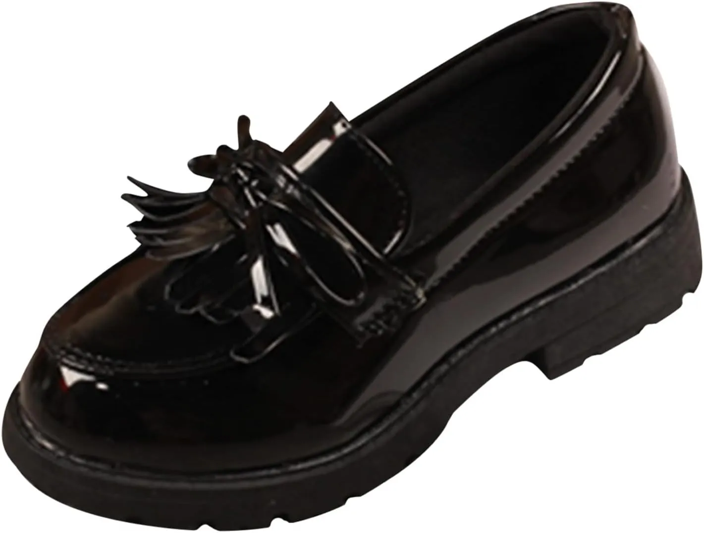 Little Girl Slip On Leather Loafer Tassel Bow School Dress Non-slip Shoes For Girls Toddler Boy