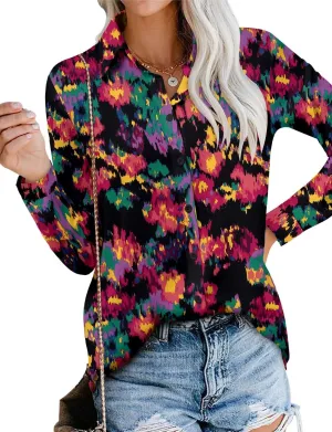 Magritta Women's Shirts Fashion Casual Loose Fit Long Sleeve Button Down Lightweight Collared Blouse Tops