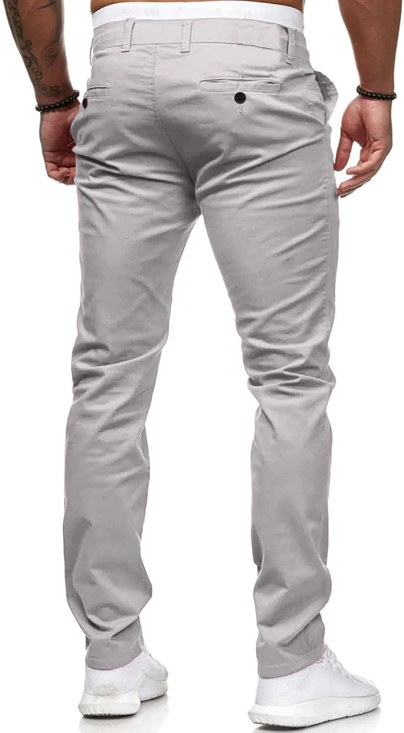 Men Dress Pants Stretch Flat Front Formal Pants Comfy Chino Pants Casual Golf Pants Straight Fit Skinny Jeans Trousers