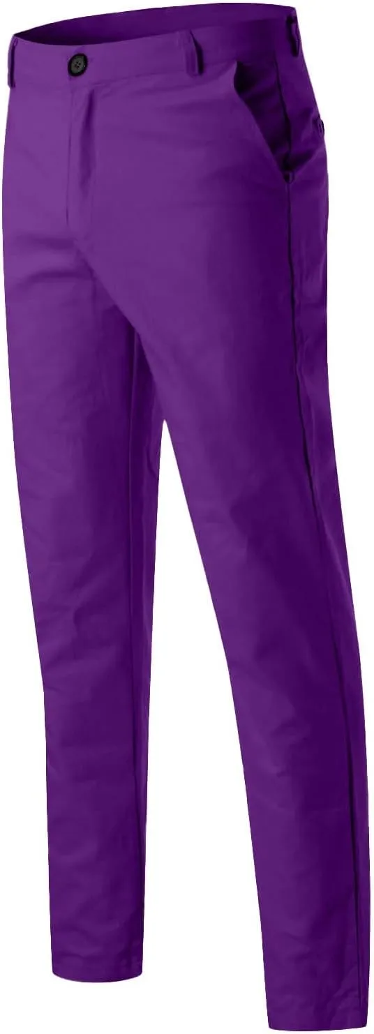 Men Dress Pants Stretch Flat Front Formal Pants Comfy Chino Pants Casual Golf Pants Straight Fit Skinny Jeans Trousers