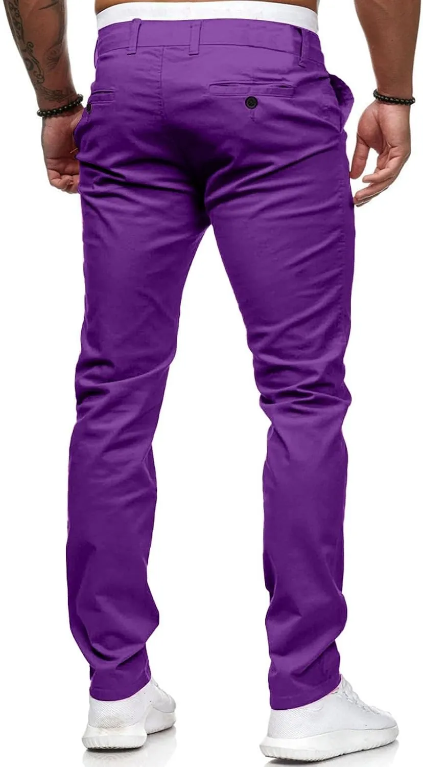 Men Dress Pants Stretch Flat Front Formal Pants Comfy Chino Pants Casual Golf Pants Straight Fit Skinny Jeans Trousers
