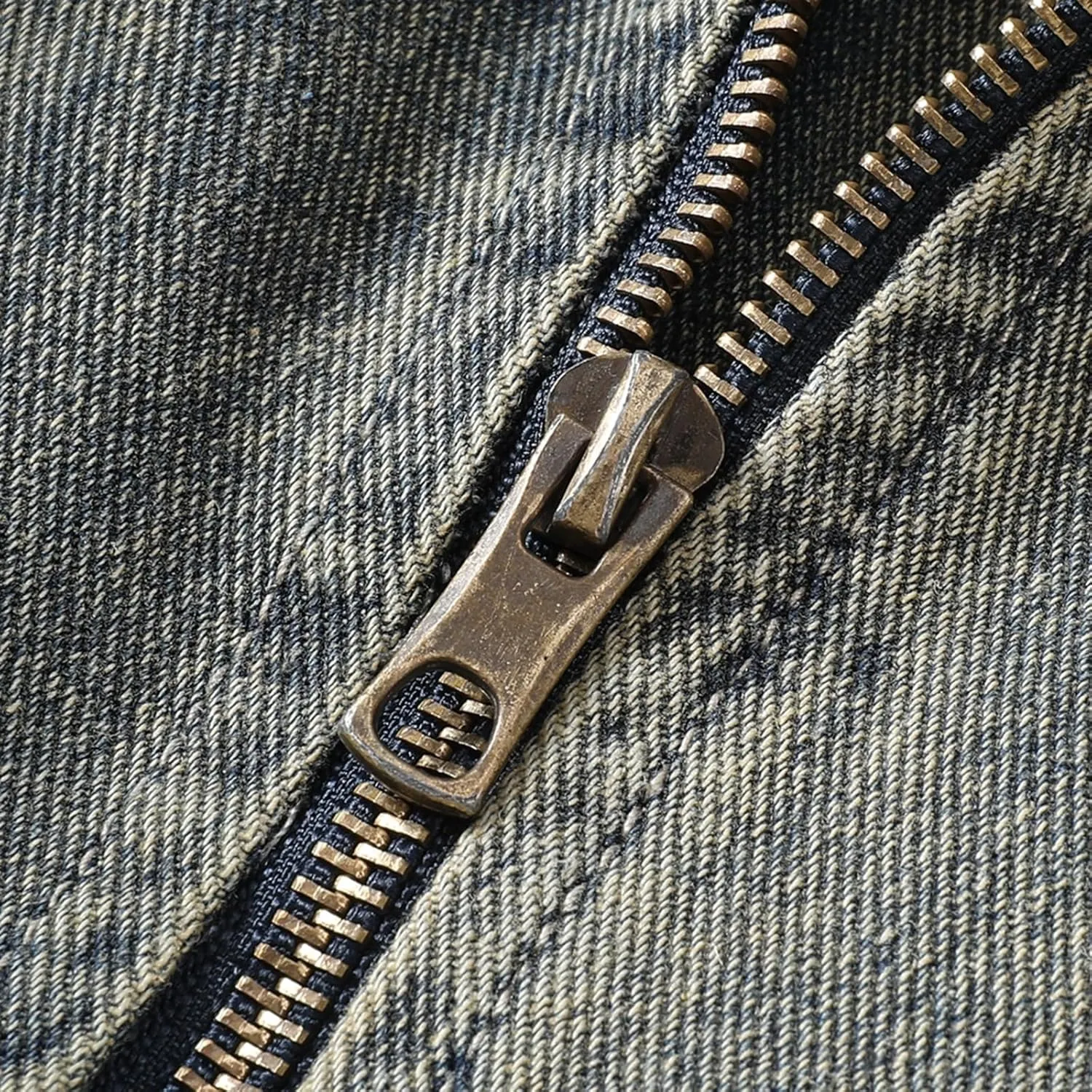 Men's Denim Jacket Asymmetric Zipper Notched Lapels Ripped Long Sleeve Moto Trucker Jean Jacket