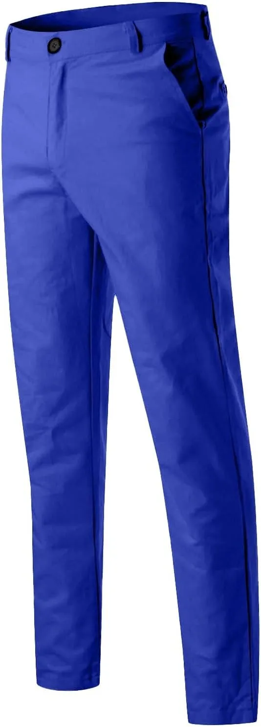 Mens Dress Pants Slim Fit Stretch Chino Pants Flat Front Denim Pants Casual Tapered Golf Pants Straight Leg Dress Slacks