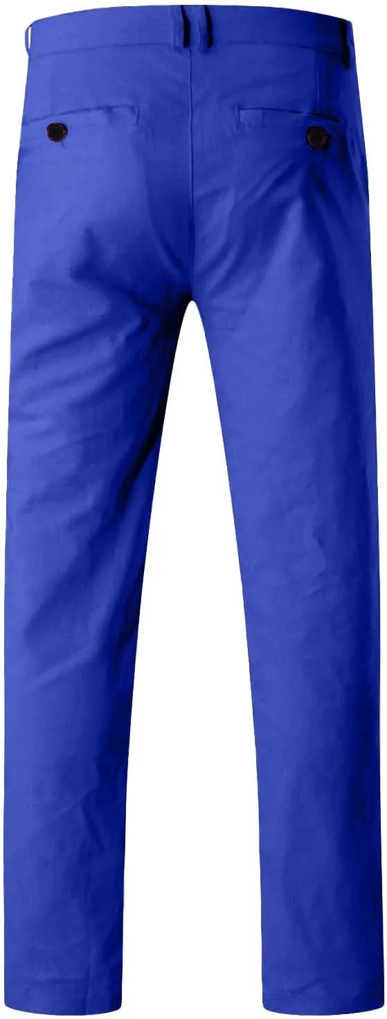 Mens Dress Pants Slim Fit Stretch Chino Pants Flat Front Denim Pants Casual Tapered Golf Pants Straight Leg Dress Slacks