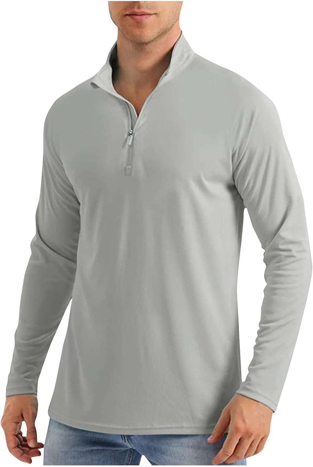Men's Fall Lightweight Breathable Solid Color Stand Collar Long Sleeved Blouse Tops2024 Men Big and Tall Clothes