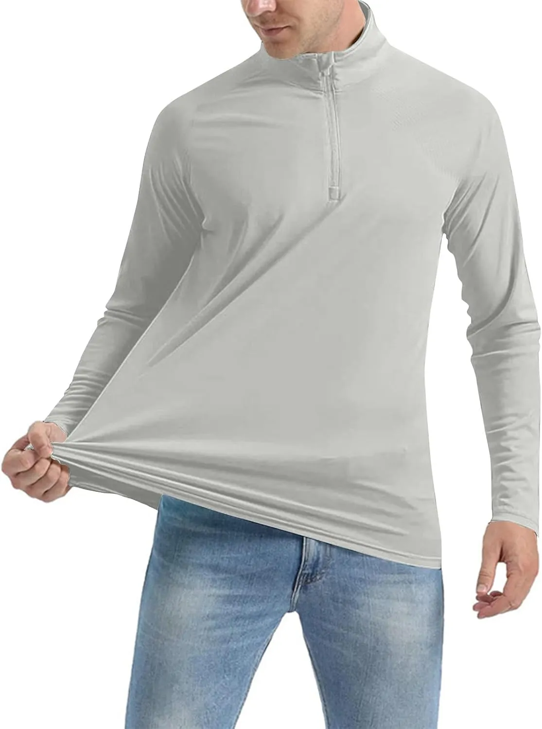 Men's Fall Lightweight Breathable Solid Color Stand Collar Long Sleeved Blouse Tops2024 Men Big and Tall Clothes