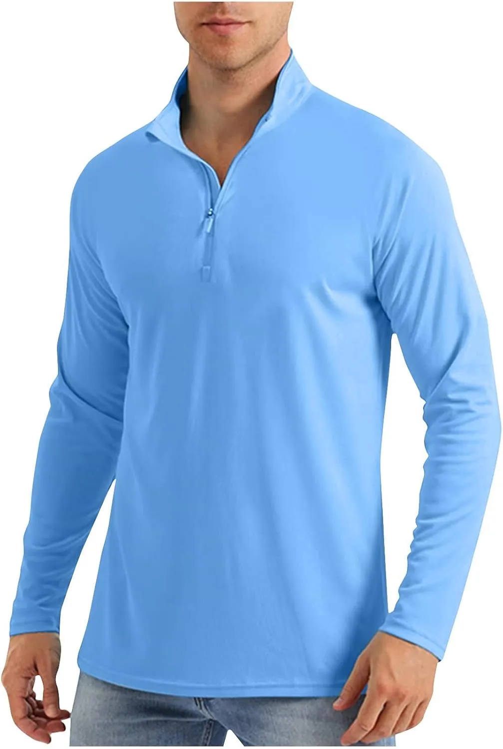 Men's Fall Lightweight Breathable Solid Color Stand Collar Long Sleeved Blouse Tops2024 Men Big and Tall Clothes