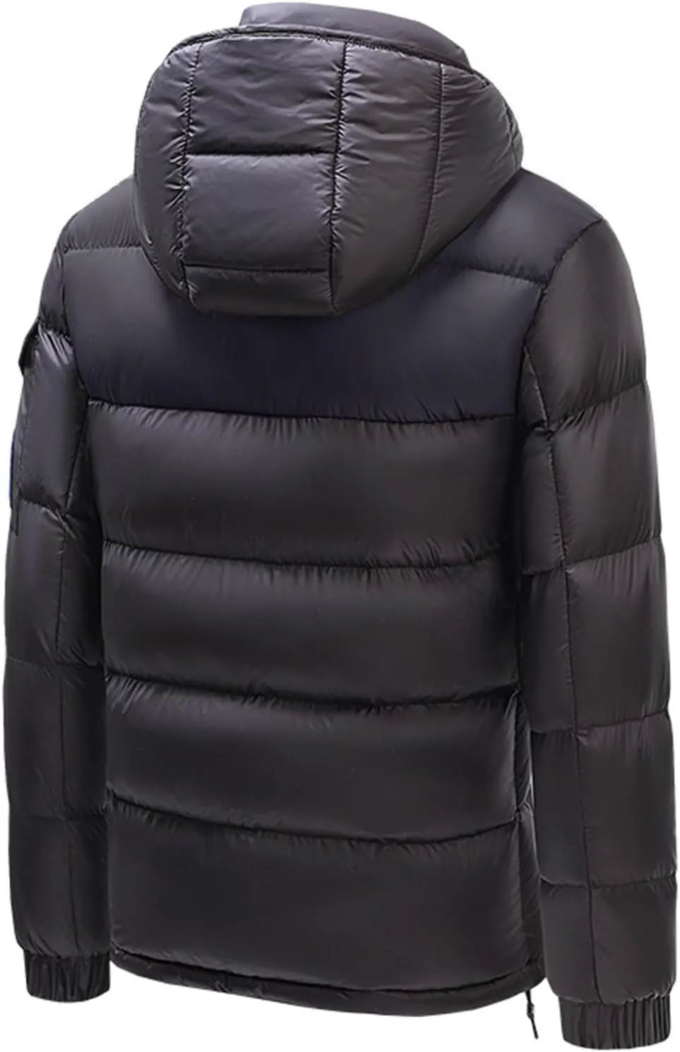 Men's Hooded Puffer Jacket Winter Coat Warm Thickened Zip Up Quilted Padded Jackets with Pockets