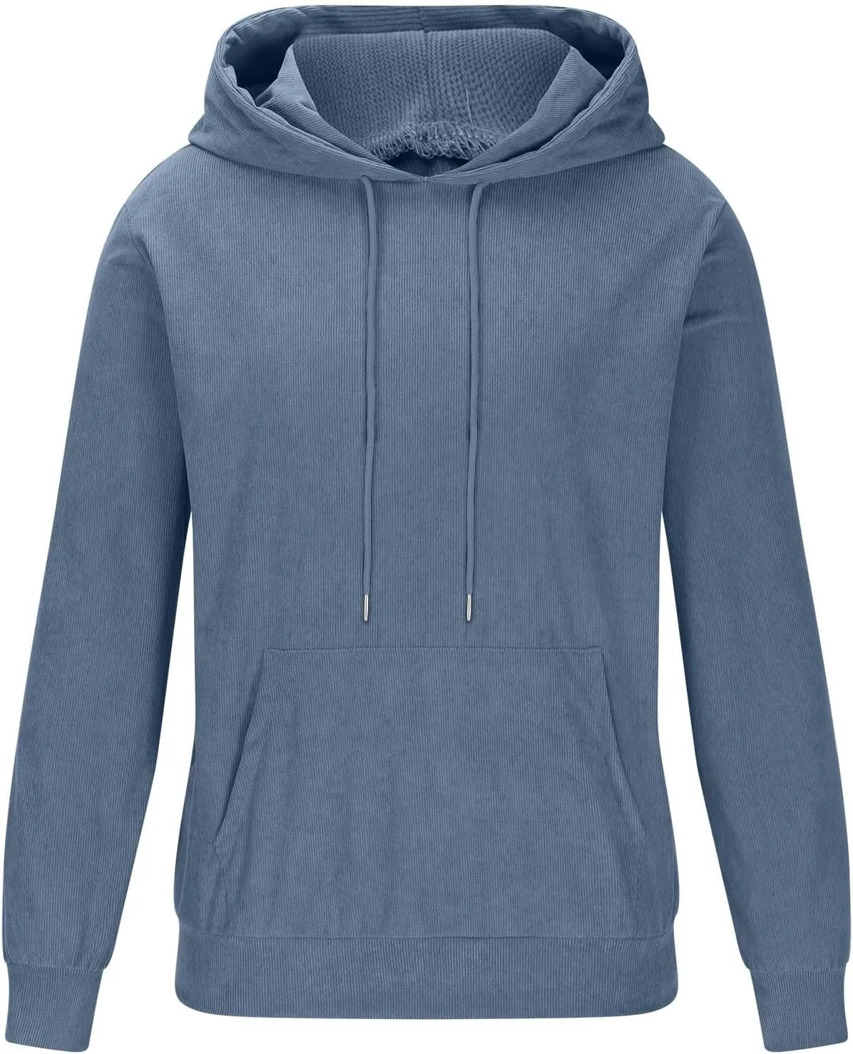 Mens Hooded Sweatshirt Long Sleeve Casual Corduroy Drawstring Pullover Hoodies with Pocket,2024 Tall and Big Tops