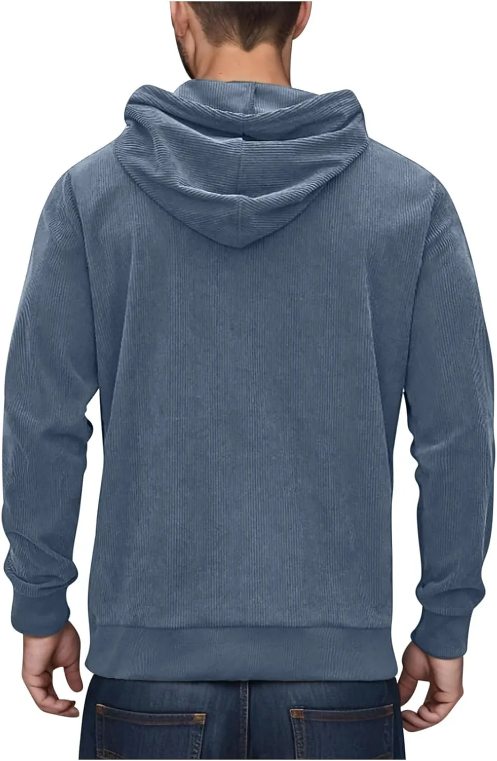 Mens Hooded Sweatshirt Long Sleeve Casual Corduroy Drawstring Pullover Hoodies with Pocket,2024 Tall and Big Tops