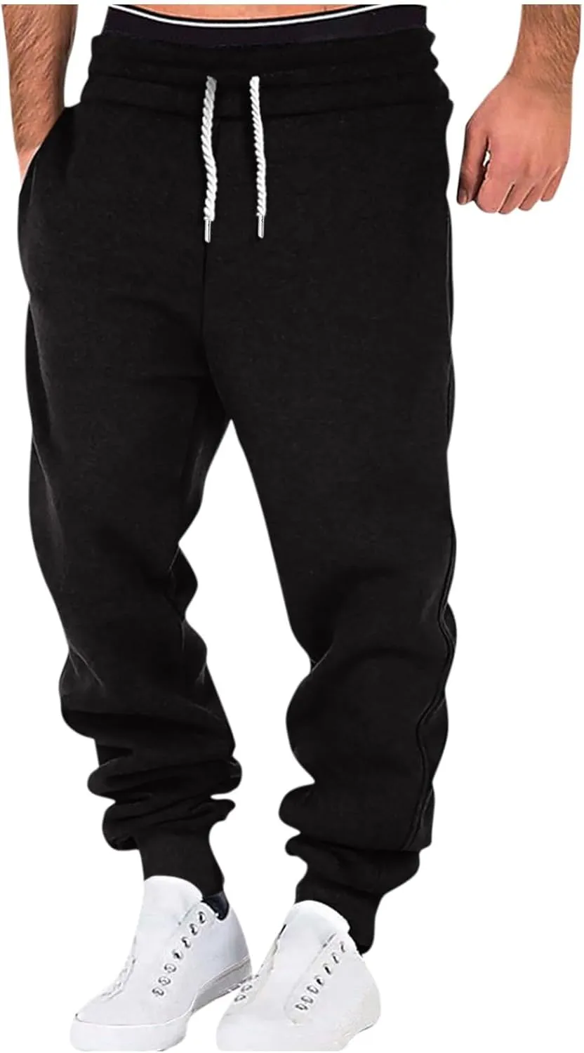 Mens Jogger Sweatpants Elastic Waist Plus Size Joggers Drawstring Big and Tall Athletic Joggers Golf Pants with Pockets