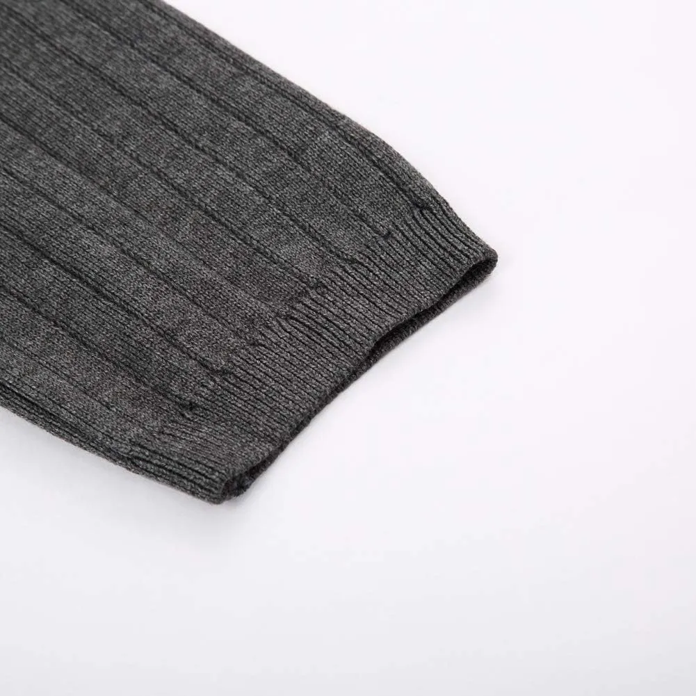 Men's Shawl Collar Open Front Long Cardigan Ribbed Knit Sweater with Pockets