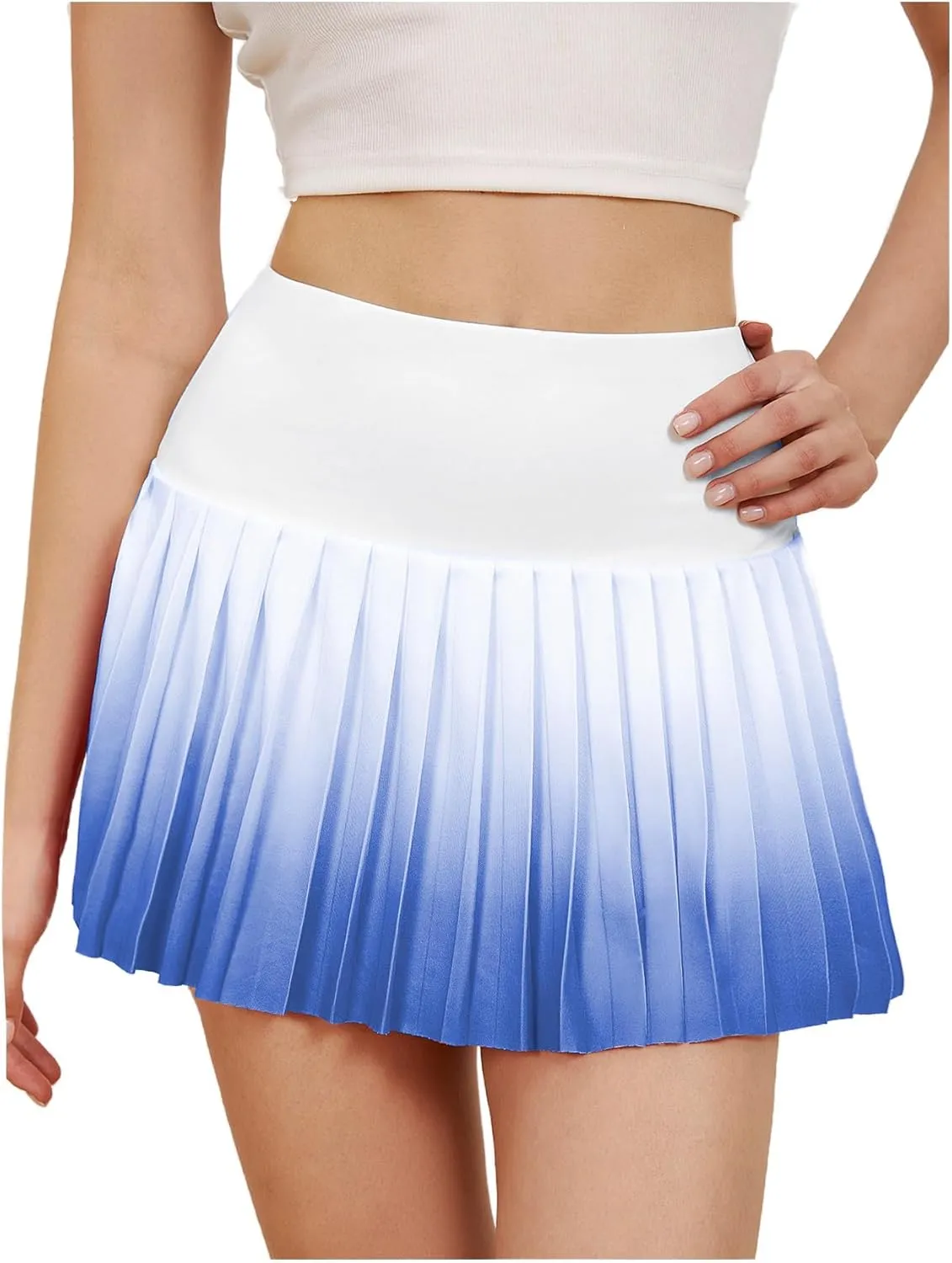 Milumia Women's Pleated Tennis Skirt with Shorts Ombre Print High Waisted Mini Athletic Golf Workout Sport Skorts