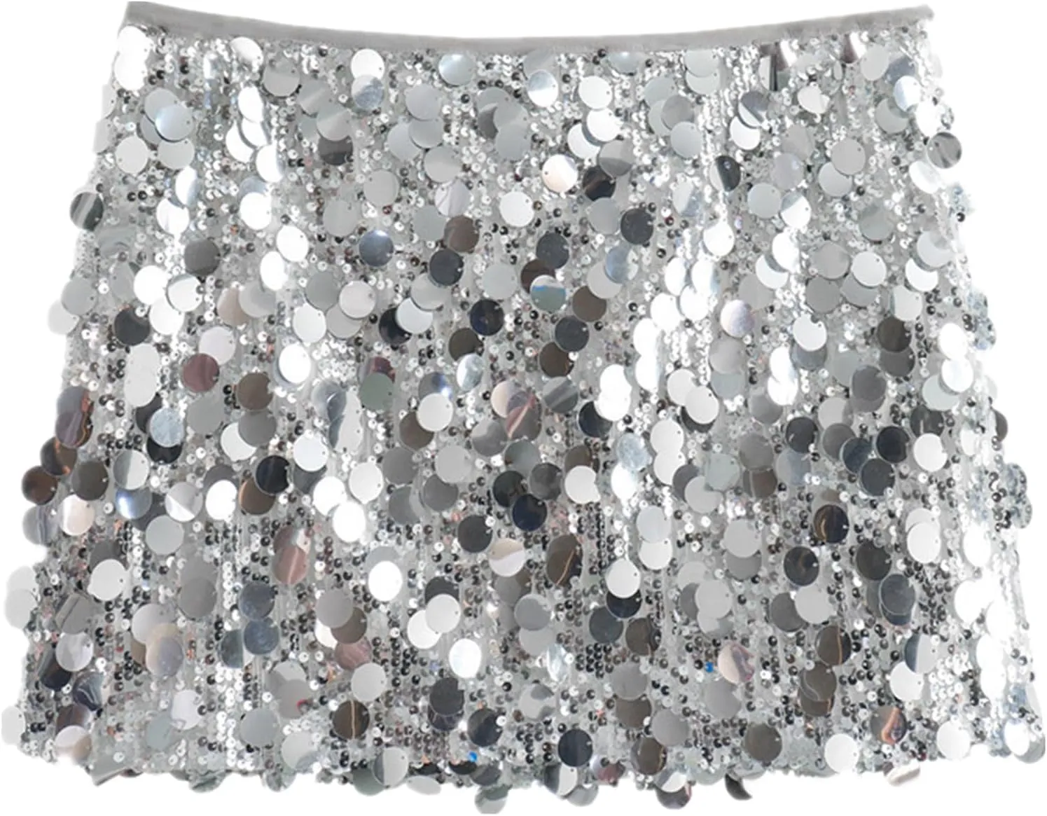 Mini Pleated Skirts for Women, Y2K High Waist Stretchy Tennis Skater A-Line Short Skirt with Shorts Underneath. Silvery