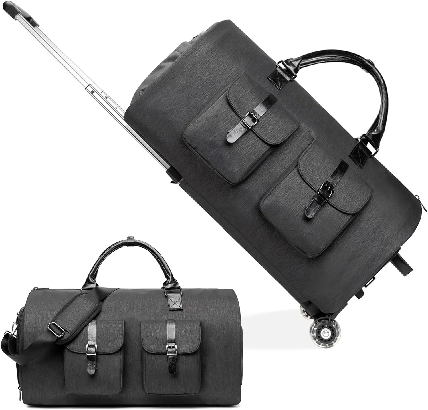 MOVOYEE Carry On Luggage with Wheels,Convertible Rolling Duffle Bag for Travel Bag Carry On Garment Bag for Women Men Business Weekend Duffel Bag,Large Hanging Suitcase Dress Suit Luggage and Trunks,