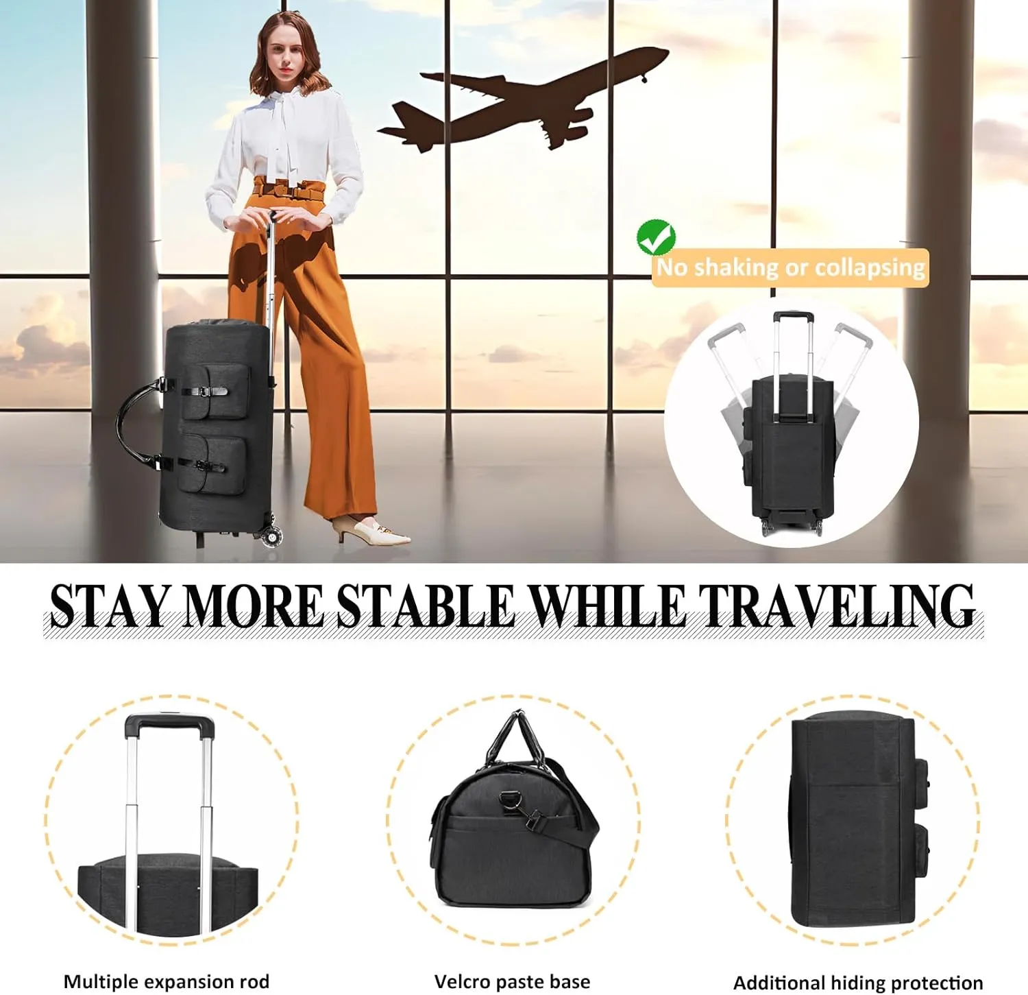MOVOYEE Carry On Luggage with Wheels,Convertible Rolling Duffle Bag for Travel Bag Carry On Garment Bag for Women Men Business Weekend Duffel Bag,Large Hanging Suitcase Dress Suit Luggage and Trunks,