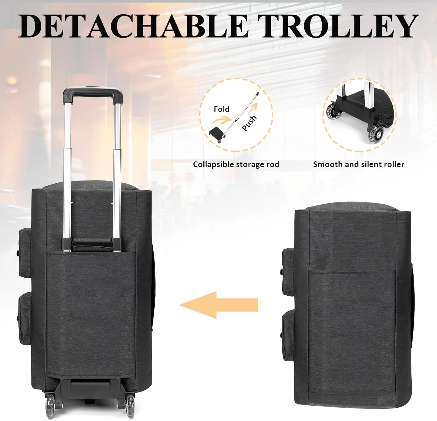 MOVOYEE Carry On Luggage with Wheels,Convertible Rolling Duffle Bag for Travel Bag Carry On Garment Bag for Women Men Business Weekend Duffel Bag,Large Hanging Suitcase Dress Suit Luggage and Trunks,