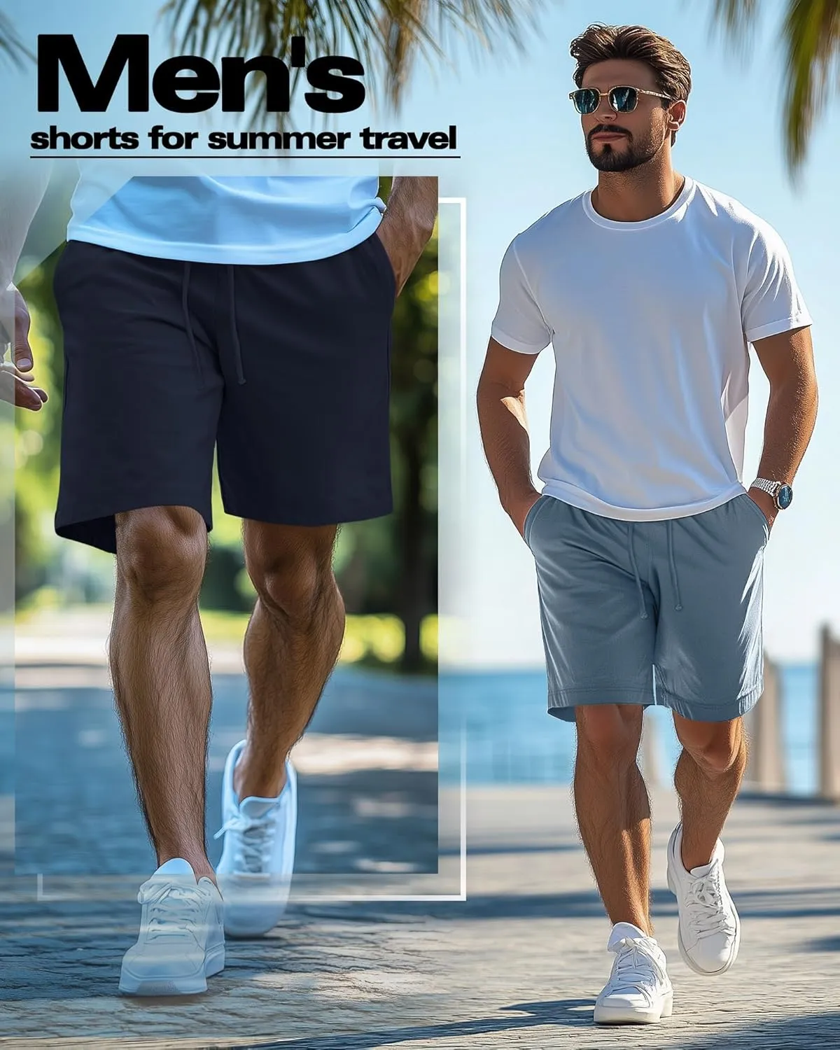 Neer 3 Pack Men's Gym Shorts Athletic Drawstring Cotton Loose Workout Soft Summer Casual Running Shorts with Pockets