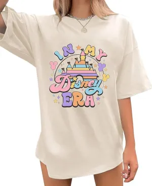 Oversized Magical Shirts for Women Happiest Place On Earth Tshirts Cute Graphic Tees Summer Family Casual Tops
