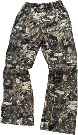 OYOANGLE Boy's Camo Print Cargo Pants Elastic High Waist Straight Leg Trousers with Pockets