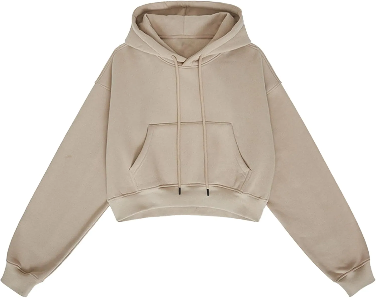 PEHMEA Women's Cropped Hoodie with Pocket Oversized Long Sleeve Hooded Cropped Crop Top Sweatshirt