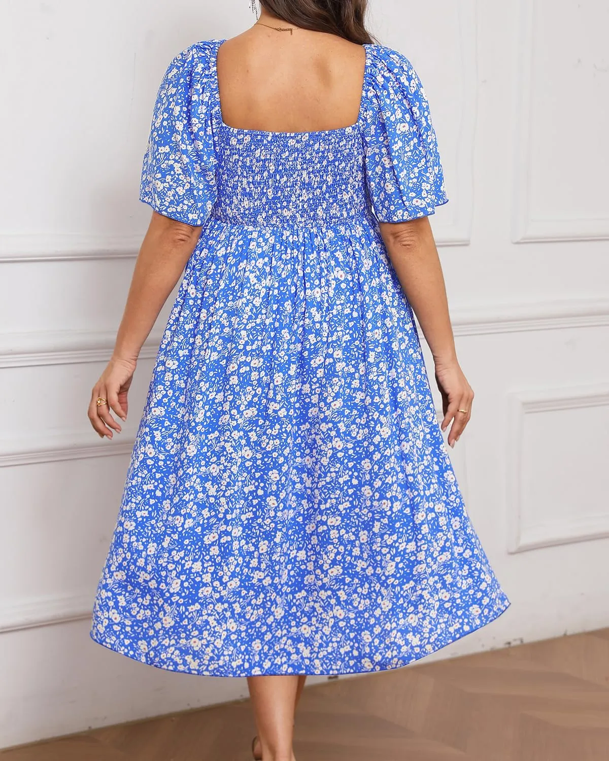 Plus Size Summer Dress 2025 - Milkmaid Sundress Boho Floral Casual Beach Wedding Midi Dresses