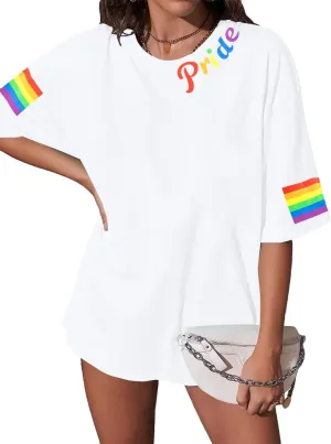 Pride Shirts for Women Love is Love Tshirt LGBTQ Gay Pride Tee Shirt Oversized Graphic Short Sleeve Tops