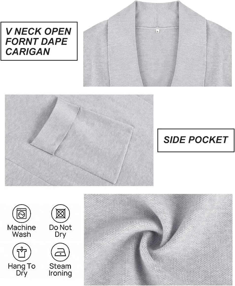 RITERA Plus Size Cardigan Sweaters for Women Long Sleeve Open Front Lapel Collar Jacket Pocket Winter Coatigan XL-5XL