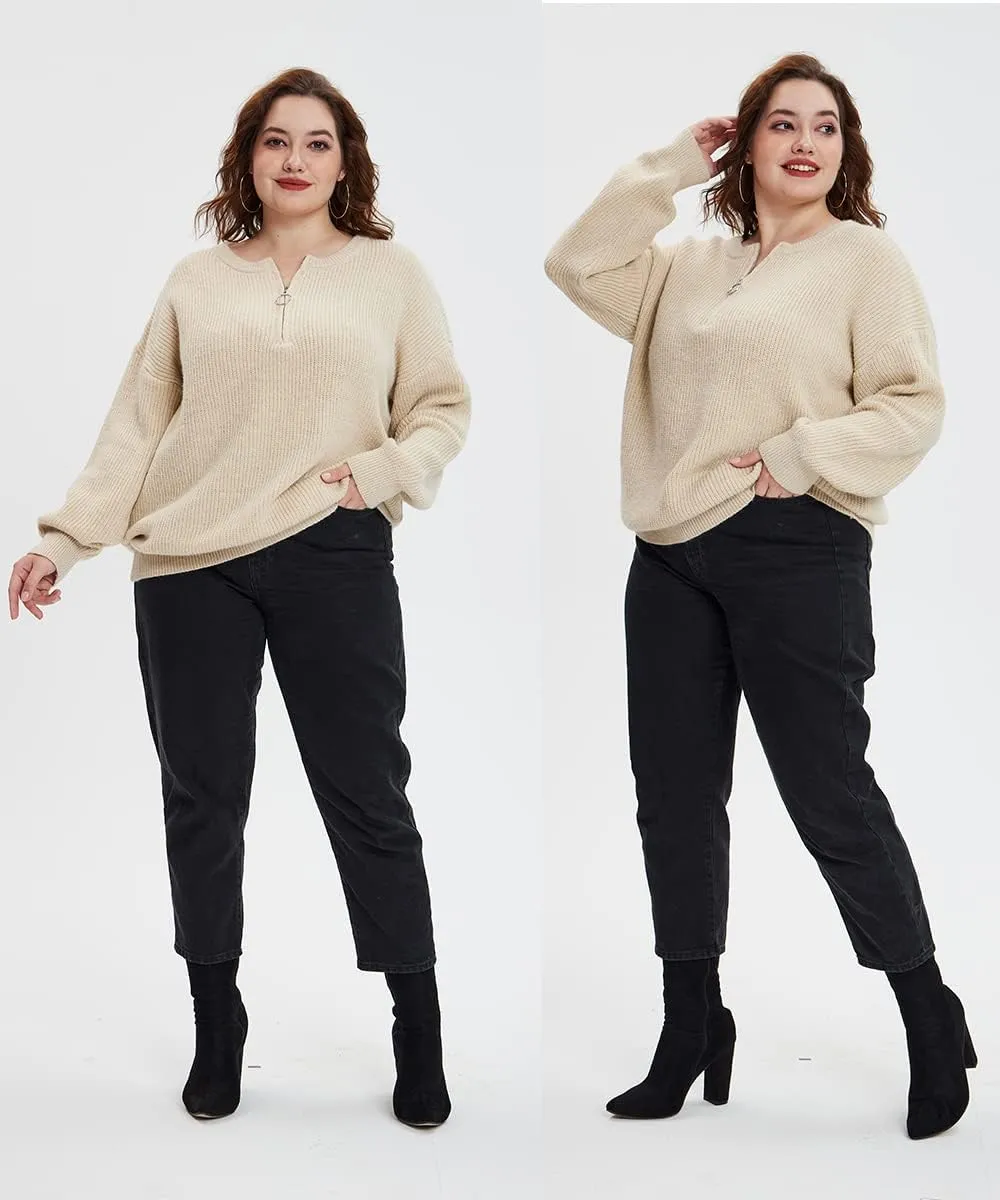 RITERA Plus Size Sweaters for Women Winter Long Sleeve Pullover Sweater Crew Neck Oversized Tops XL-5XL