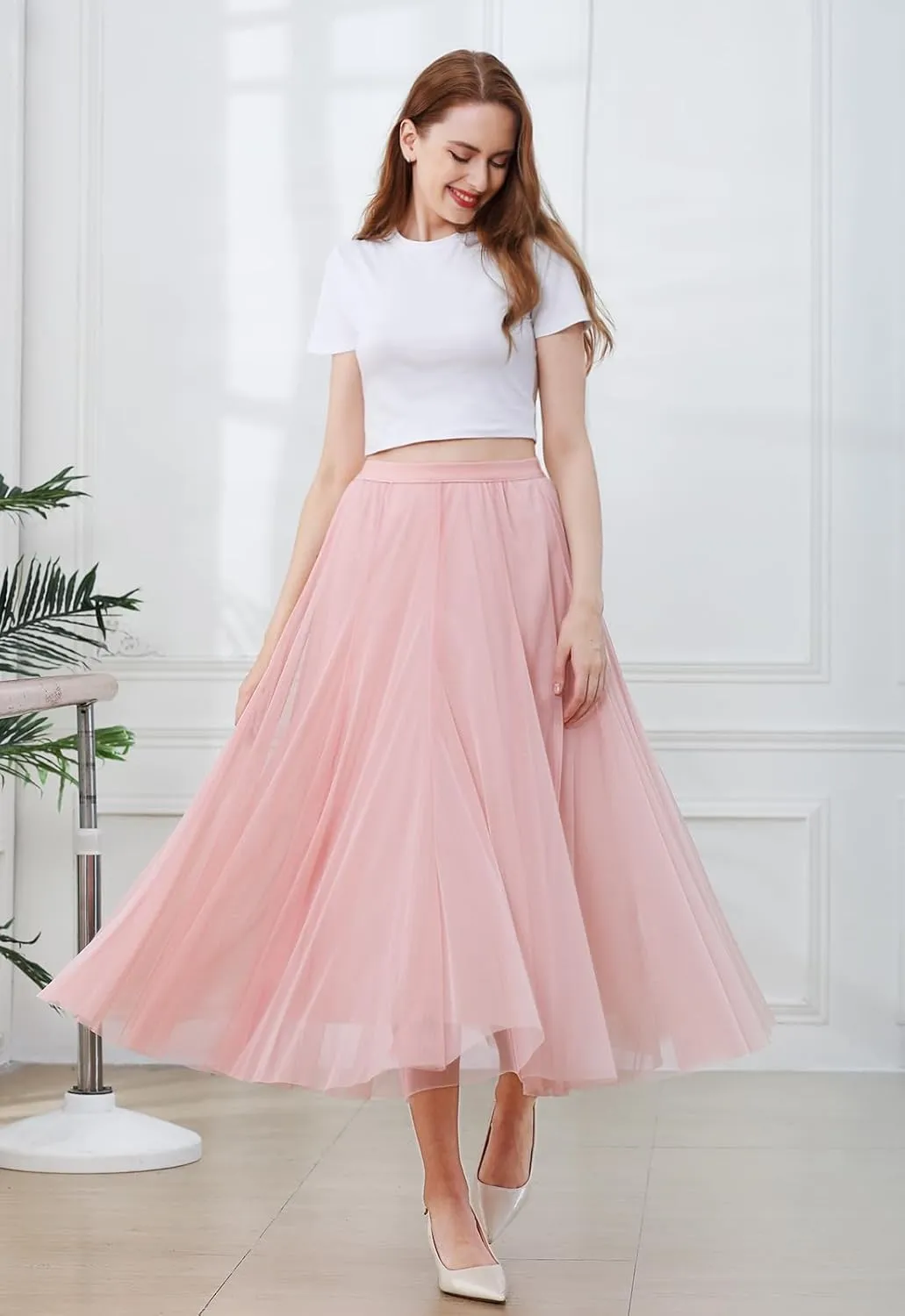 SANGTREE Women's Tutu Tulle A-Line Layered Mesh Midi Skirt, US XS - US 2XL
