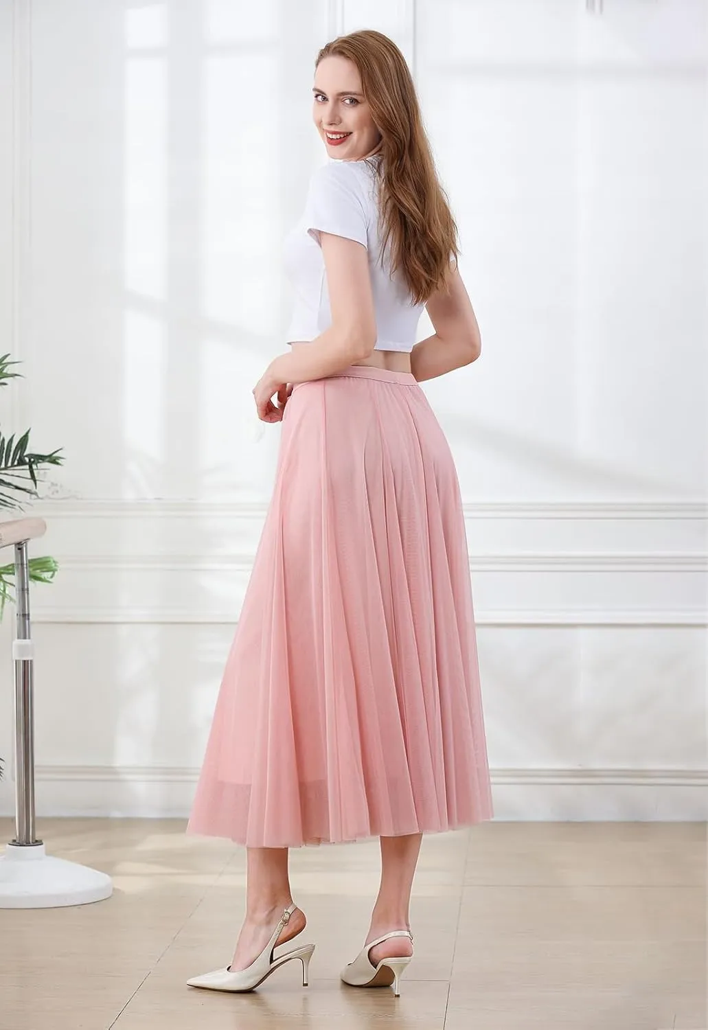 SANGTREE Women's Tutu Tulle A-Line Layered Mesh Midi Skirt, US XS - US 2XL