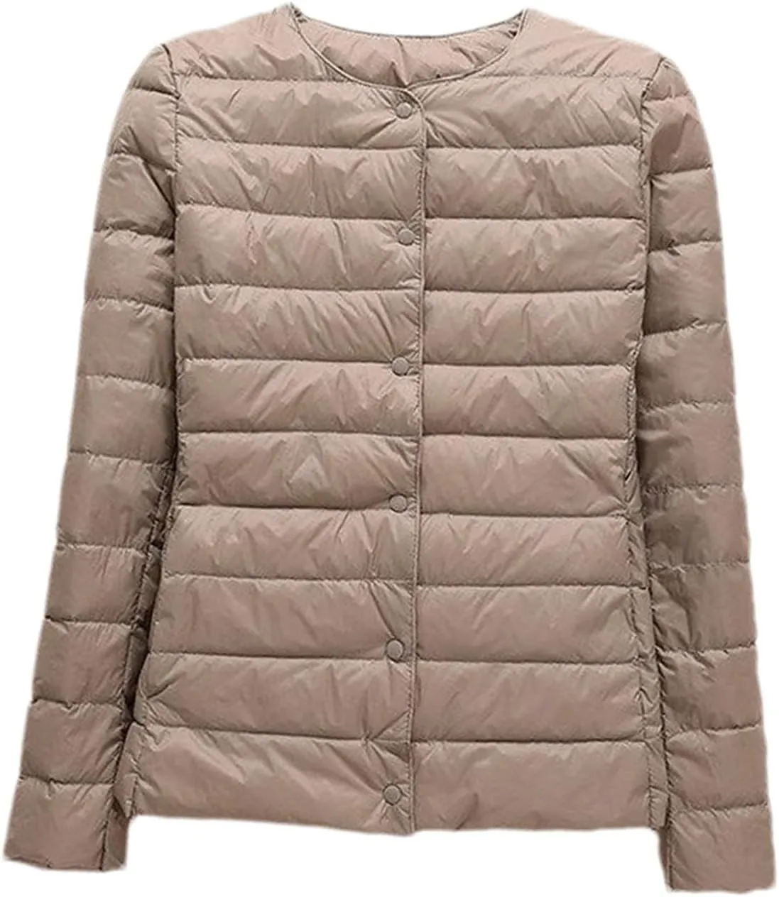 SaoBiiu Women Down Coat Ultralight Collarless Duck Down Jacket Portable Female Padded Parkas Puffer Overcoat